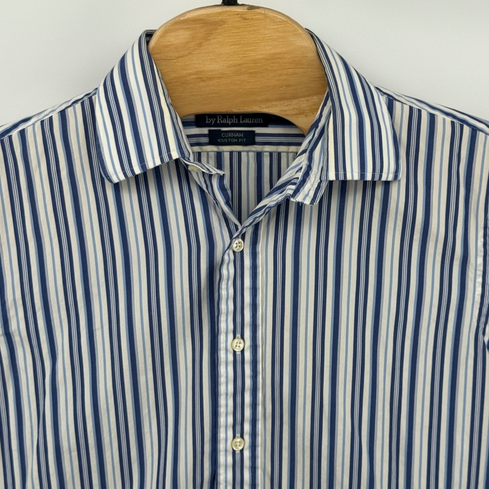 Polo by Ralph Lauren Striped Button‎ Up Shirt Custom Fit Blue White Men's